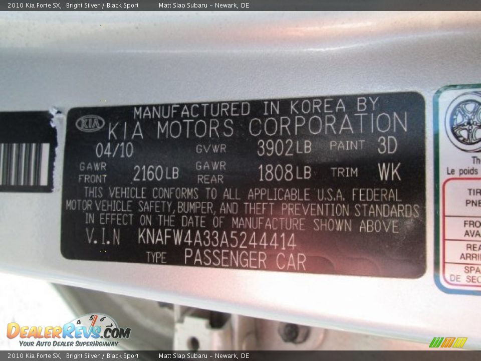 2010 Kia Forte SX Bright Silver / Black Sport Photo #27