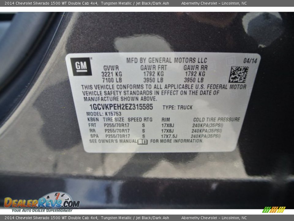2014 Chevrolet Silverado 1500 WT Double Cab 4x4 Tungsten Metallic / Jet Black/Dark Ash Photo #7