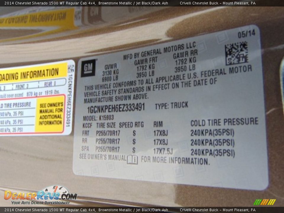 2014 Chevrolet Silverado 1500 WT Regular Cab 4x4 Brownstone Metallic / Jet Black/Dark Ash Photo #15