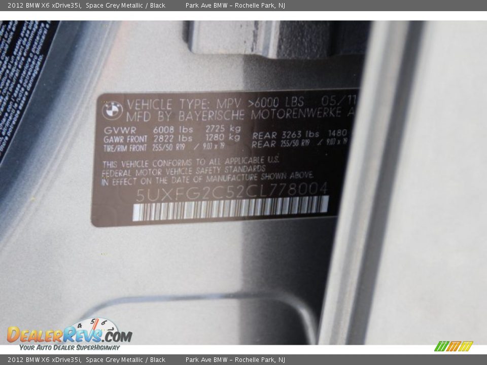 2012 BMW X6 xDrive35i Space Grey Metallic / Black Photo #33