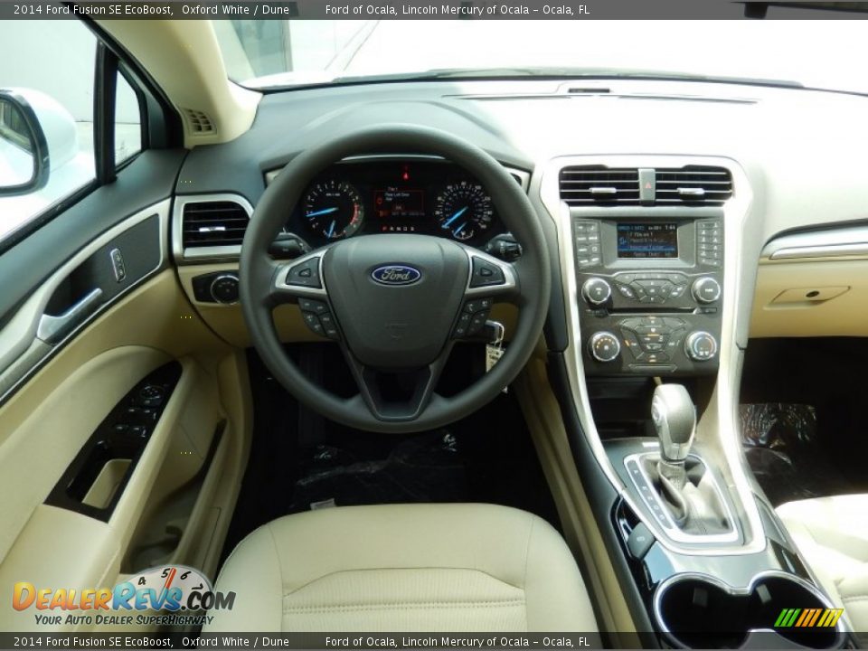 2014 Ford Fusion SE EcoBoost Oxford White / Dune Photo #8