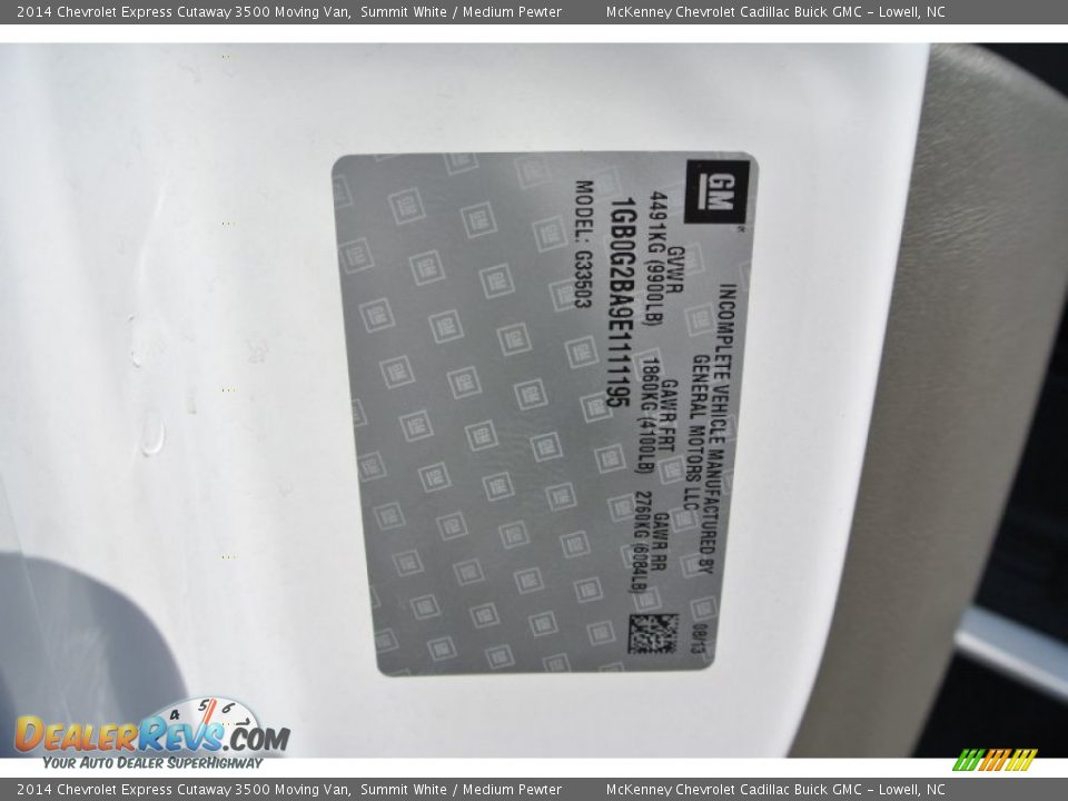 2014 Chevrolet Express Cutaway 3500 Moving Van Summit White / Medium Pewter Photo #7