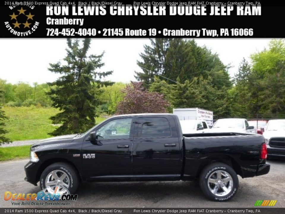 2014 Ram 1500 Express Quad Cab 4x4 Black / Black/Diesel Gray Photo #1