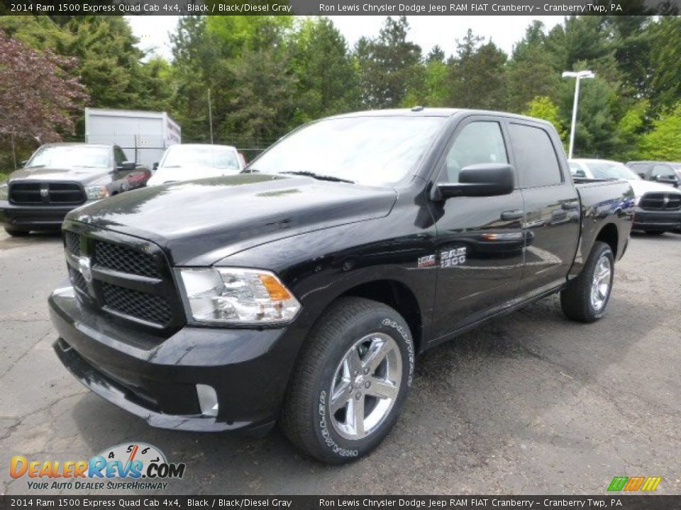 2014 Ram 1500 Express Quad Cab 4x4 Black / Black/Diesel Gray Photo #2
