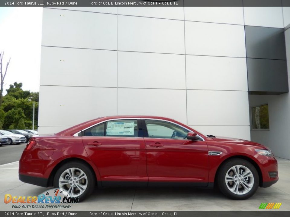 2014 Ford Taurus SEL Ruby Red / Dune Photo #3