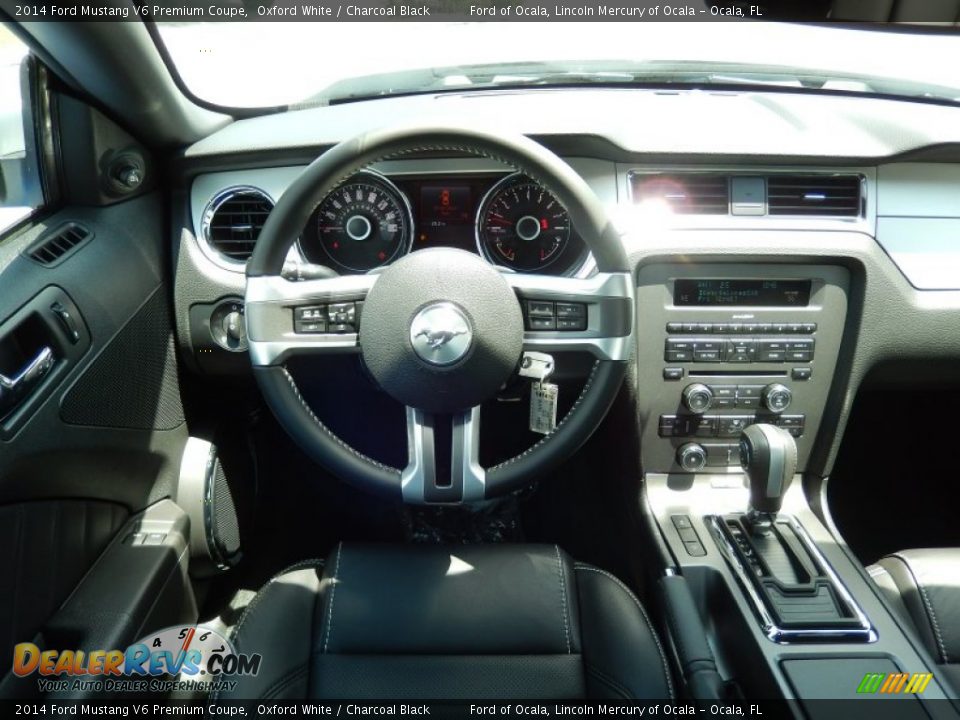 2014 Ford Mustang V6 Premium Coupe Oxford White / Charcoal Black Photo #8