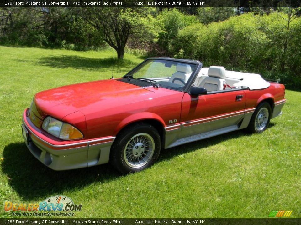 1987 Ford Mustang GT Convertible Medium Scarlet Red / White Photo #1