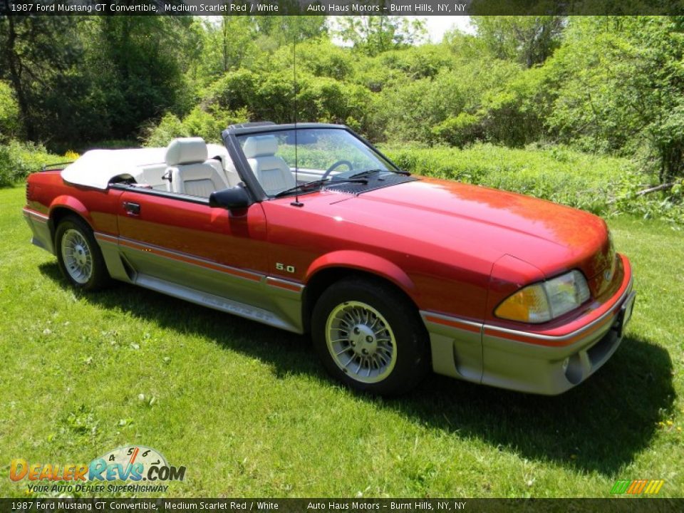 1987 Ford Mustang GT Convertible Medium Scarlet Red / White Photo #7