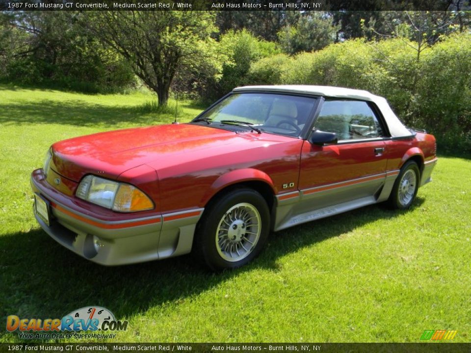 1987 Ford Mustang GT Convertible Medium Scarlet Red / White Photo #9