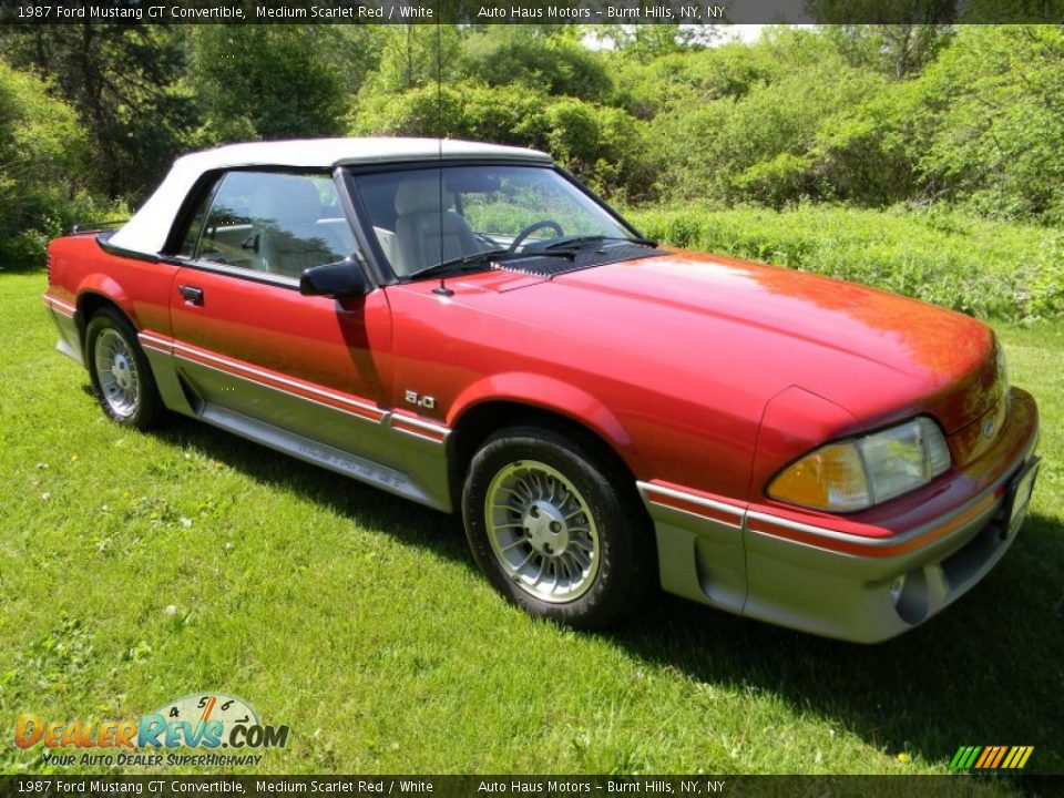 1987 Ford Mustang GT Convertible Medium Scarlet Red / White Photo #15