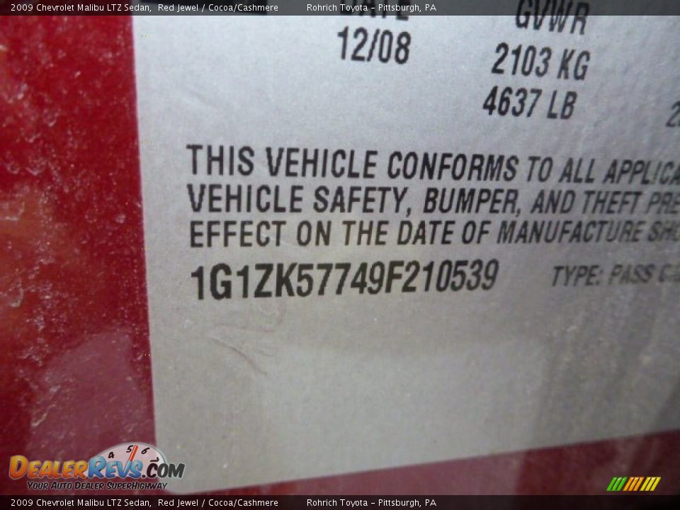 2009 Chevrolet Malibu LTZ Sedan Red Jewel / Cocoa/Cashmere Photo #3