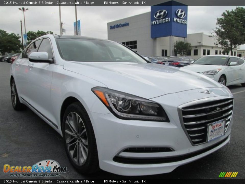 2015 Hyundai Genesis 3.8 Sedan Casablanca White / Beige Photo #1