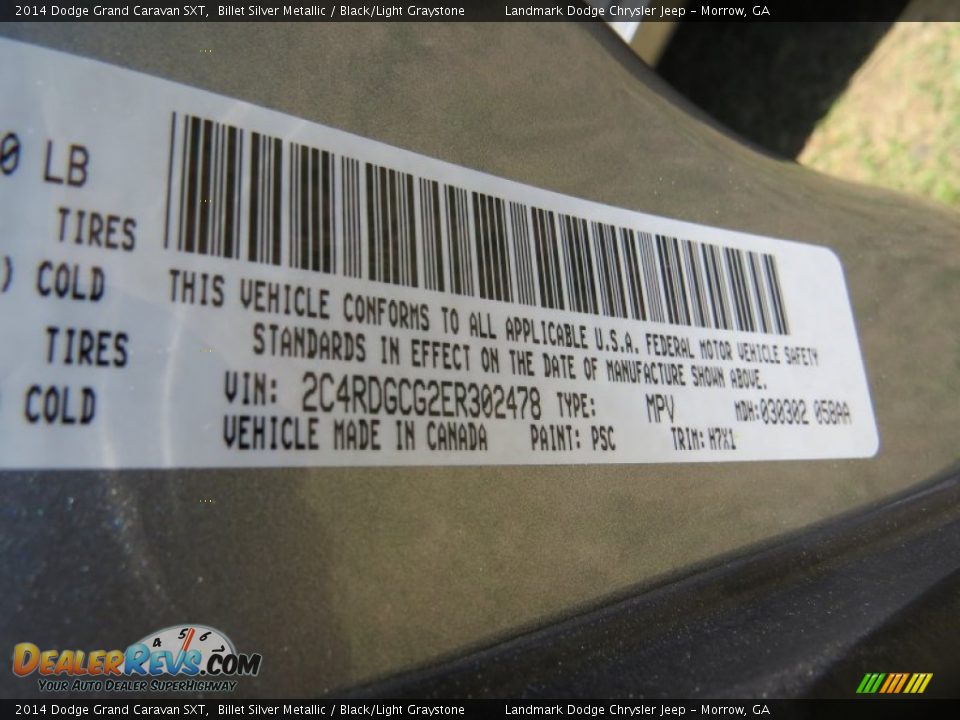 2014 Dodge Grand Caravan SXT Billet Silver Metallic / Black/Light Graystone Photo #10