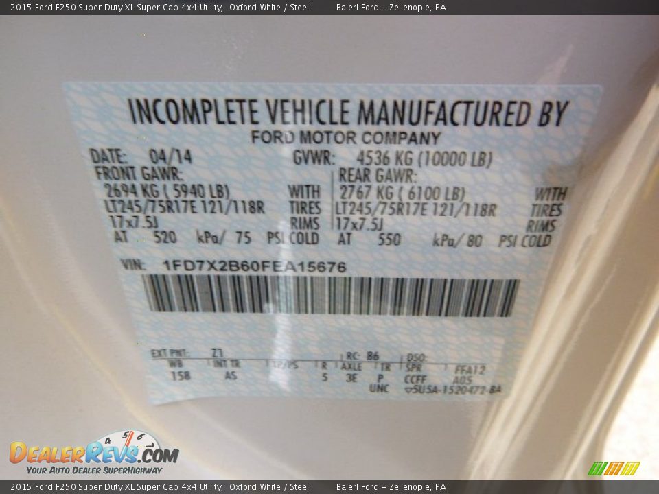 2015 Ford F250 Super Duty XL Super Cab 4x4 Utility Oxford White / Steel Photo #20