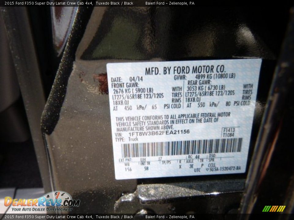 2015 Ford F350 Super Duty Lariat Crew Cab 4x4 Tuxedo Black / Black Photo #20