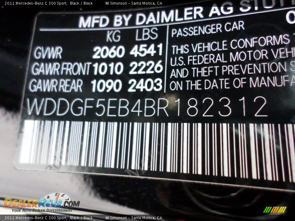 2011 Mercedes-Benz C 300 Sport Black / Black Photo #26