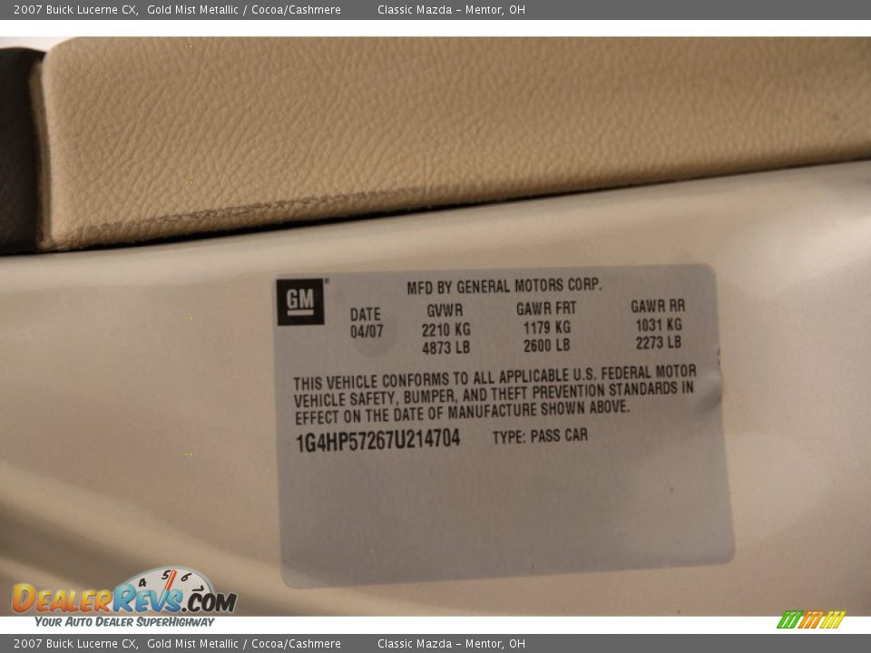 2007 Buick Lucerne CX Gold Mist Metallic / Cocoa/Cashmere Photo #15