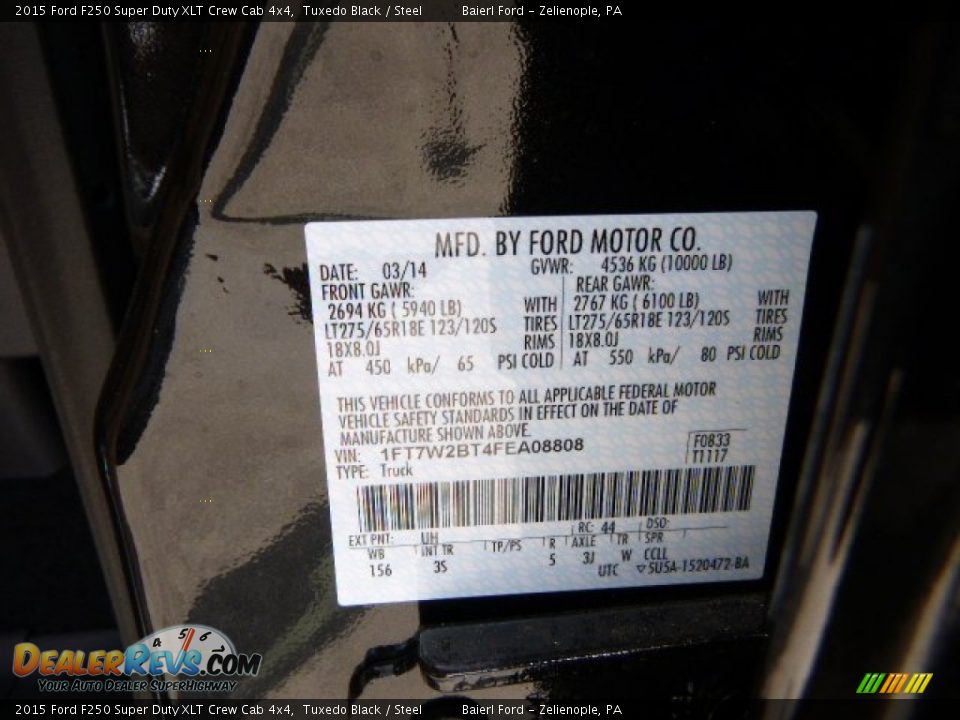 2015 Ford F250 Super Duty XLT Crew Cab 4x4 Tuxedo Black / Steel Photo #20