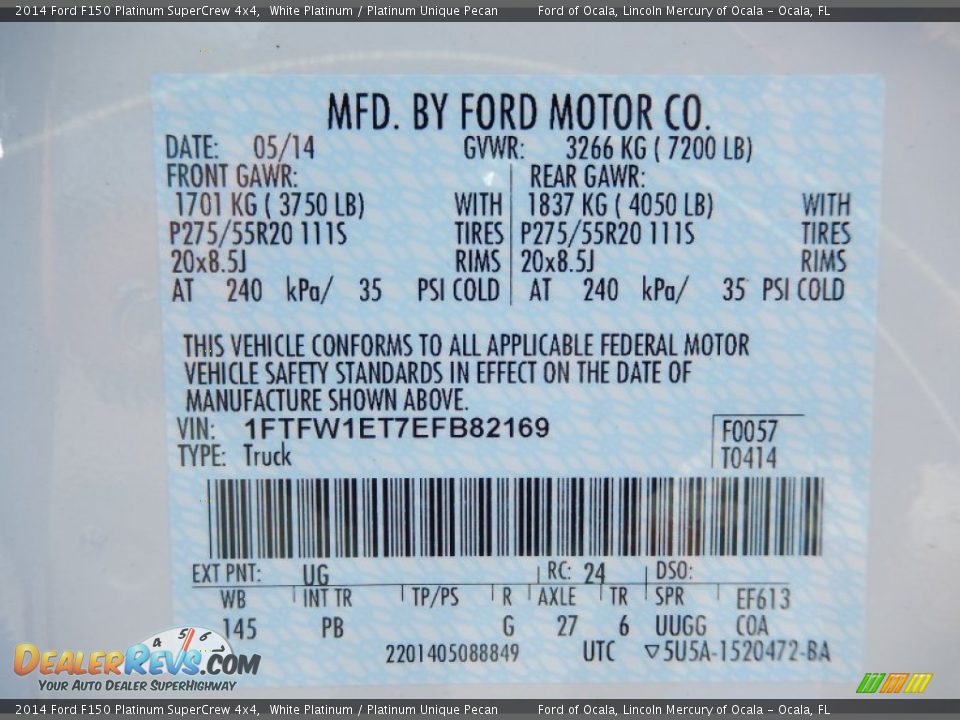 2014 Ford F150 Platinum SuperCrew 4x4 White Platinum / Platinum Unique Pecan Photo #13