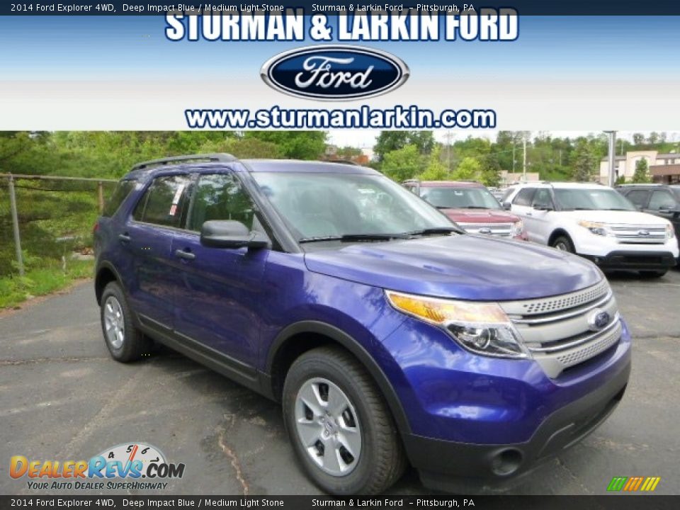 2014 Ford Explorer 4WD Deep Impact Blue / Medium Light Stone Photo #1