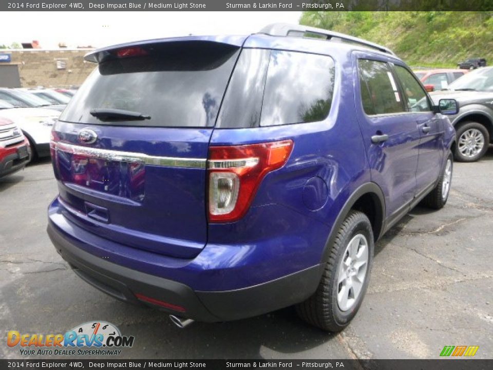 2014 Ford Explorer 4WD Deep Impact Blue / Medium Light Stone Photo #2