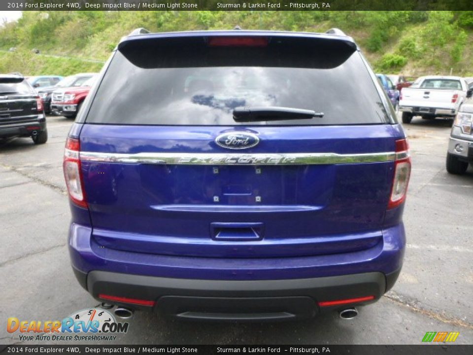 2014 Ford Explorer 4WD Deep Impact Blue / Medium Light Stone Photo #3
