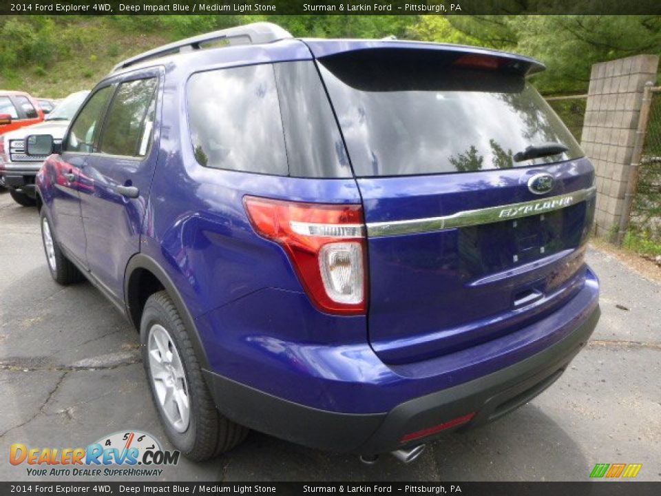 2014 Ford Explorer 4WD Deep Impact Blue / Medium Light Stone Photo #4