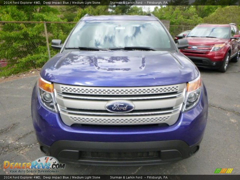 2014 Ford Explorer 4WD Deep Impact Blue / Medium Light Stone Photo #6