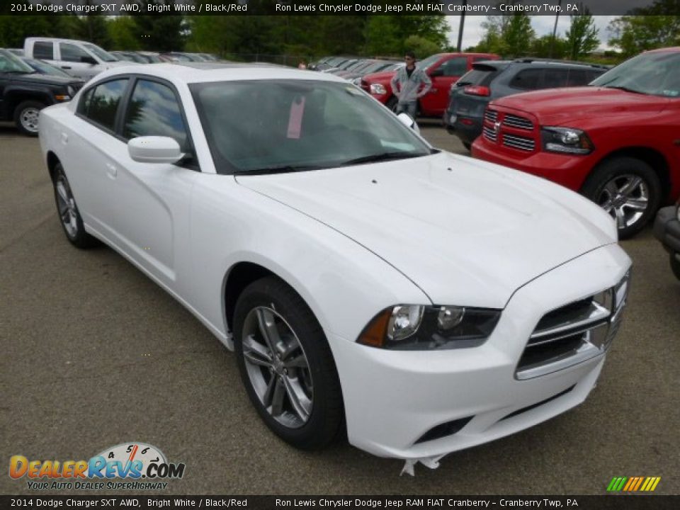 2014 Dodge Charger SXT AWD Bright White / Black/Red Photo #4
