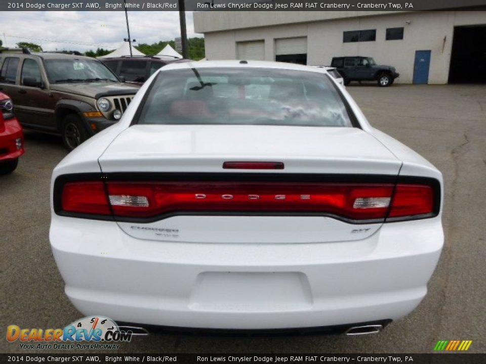 2014 Dodge Charger SXT AWD Bright White / Black/Red Photo #7