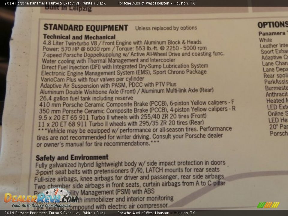 2014 Porsche Panamera Turbo S Executive Window Sticker Photo #32