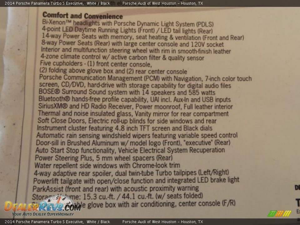2014 Porsche Panamera Turbo S Executive Window Sticker Photo #33