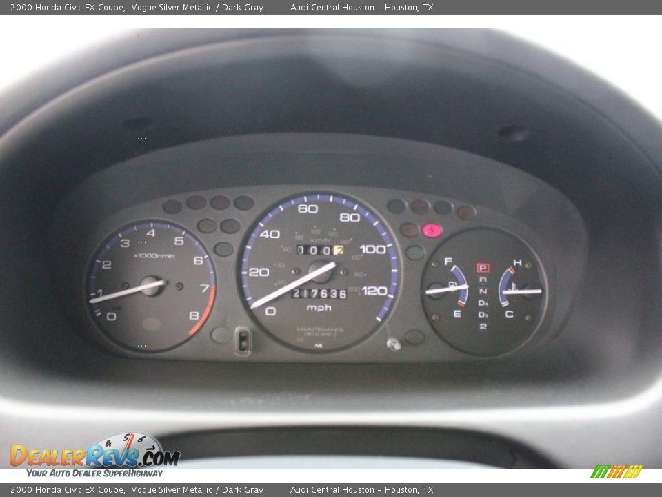 2000 Honda Civic EX Coupe Vogue Silver Metallic / Dark Gray Photo #26