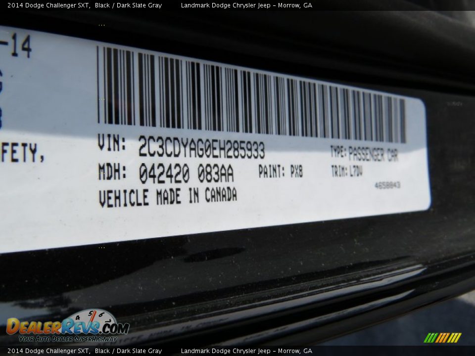 2014 Dodge Challenger SXT Black / Dark Slate Gray Photo #9