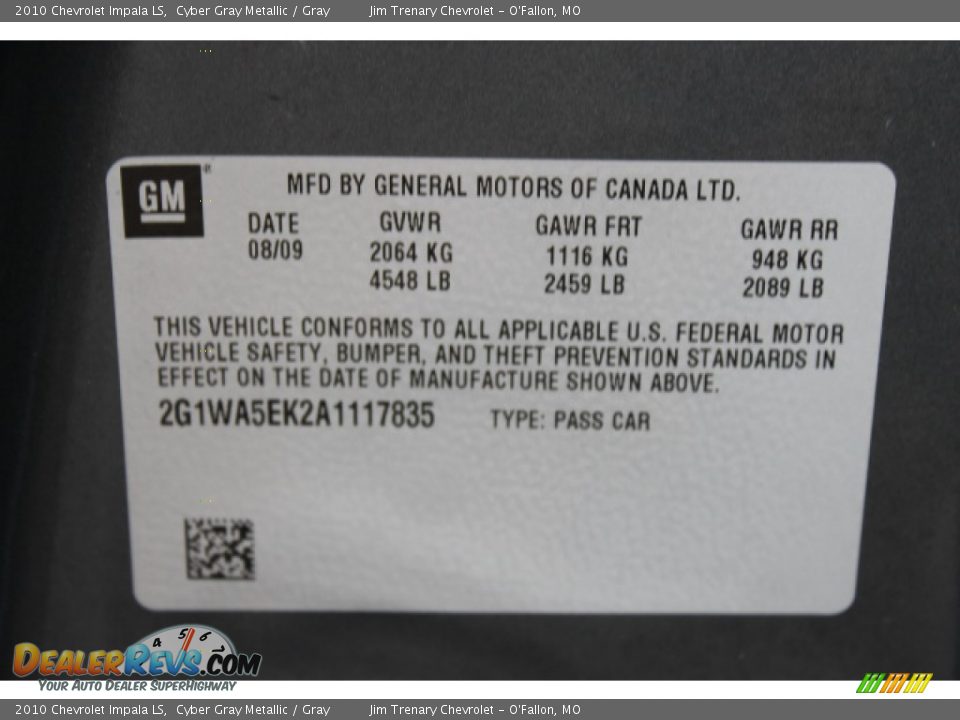 2010 Chevrolet Impala LS Cyber Gray Metallic / Gray Photo #17