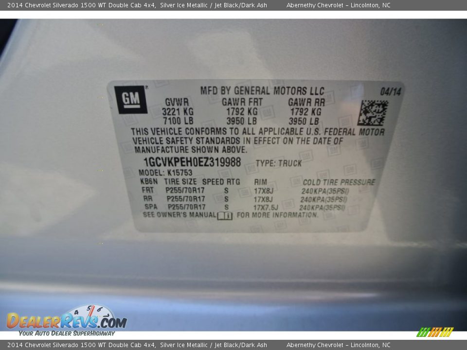 2014 Chevrolet Silverado 1500 WT Double Cab 4x4 Silver Ice Metallic / Jet Black/Dark Ash Photo #7