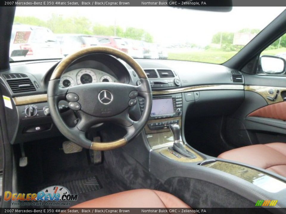 2007 Mercedes-Benz E 350 4Matic Sedan Black / Black/Cognac Brown Photo #12