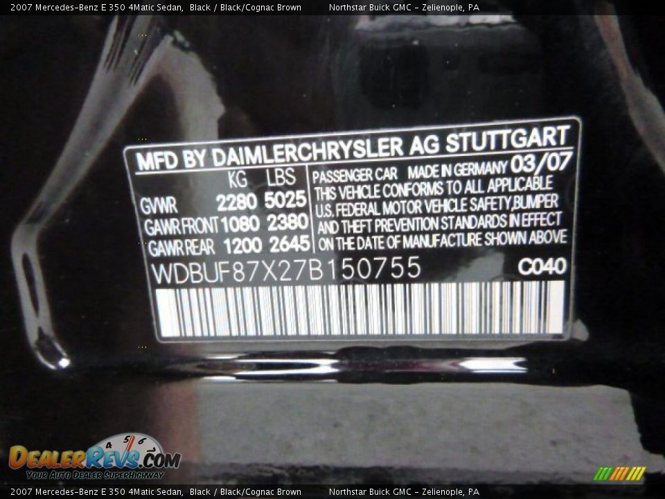 2007 Mercedes-Benz E 350 4Matic Sedan Black / Black/Cognac Brown Photo #20