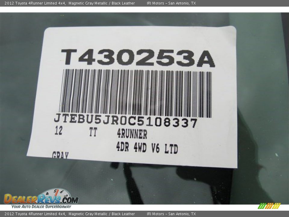 2012 Toyota 4Runner Limited 4x4 Magnetic Gray Metallic / Black Leather Photo #20