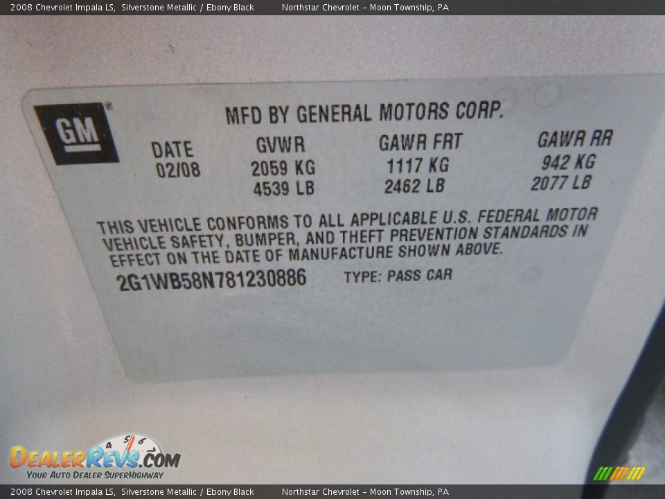 2008 Chevrolet Impala LS Silverstone Metallic / Ebony Black Photo #14
