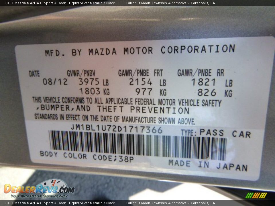 2013 Mazda MAZDA3 i Sport 4 Door Liquid Silver Metallic / Black Photo #24