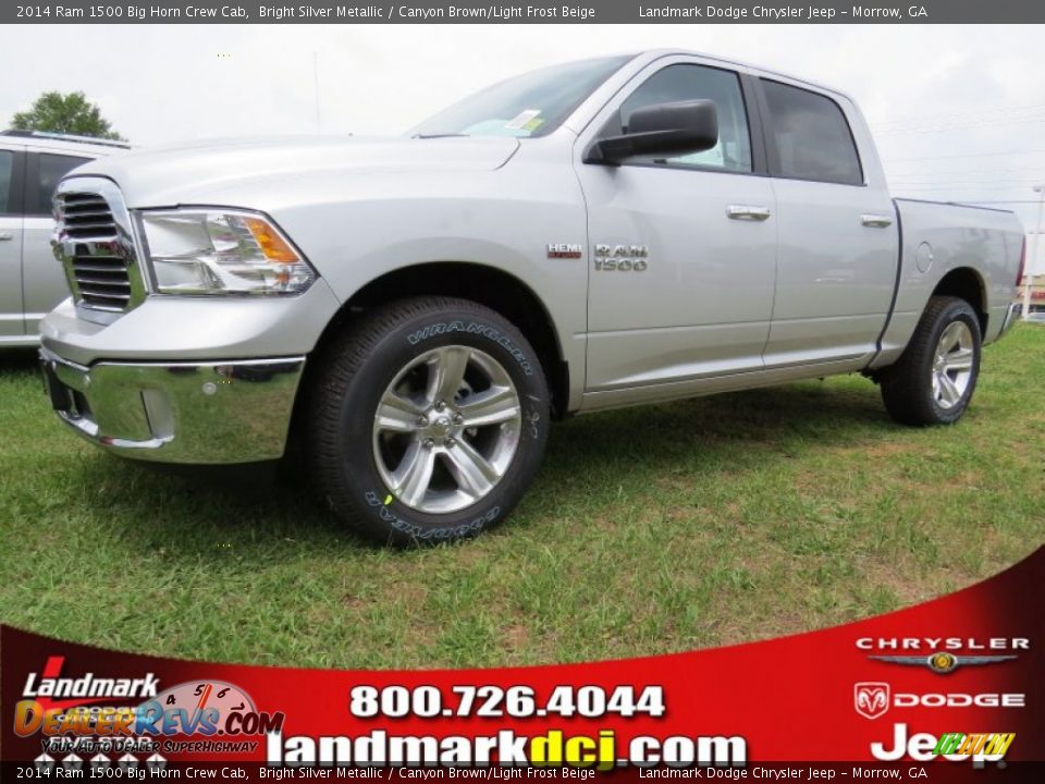 2014 Ram 1500 Big Horn Crew Cab Bright Silver Metallic / Canyon Brown/Light Frost Beige Photo #1