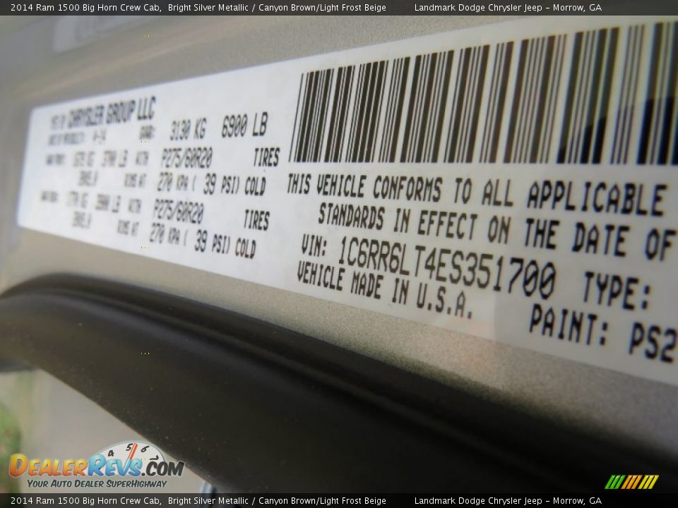 2014 Ram 1500 Big Horn Crew Cab Bright Silver Metallic / Canyon Brown/Light Frost Beige Photo #9