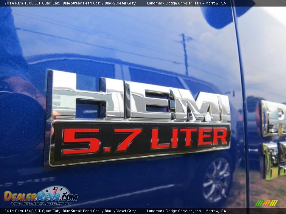 2014 Ram 1500 SLT Quad Cab Blue Streak Pearl Coat / Black/Diesel Gray Photo #5