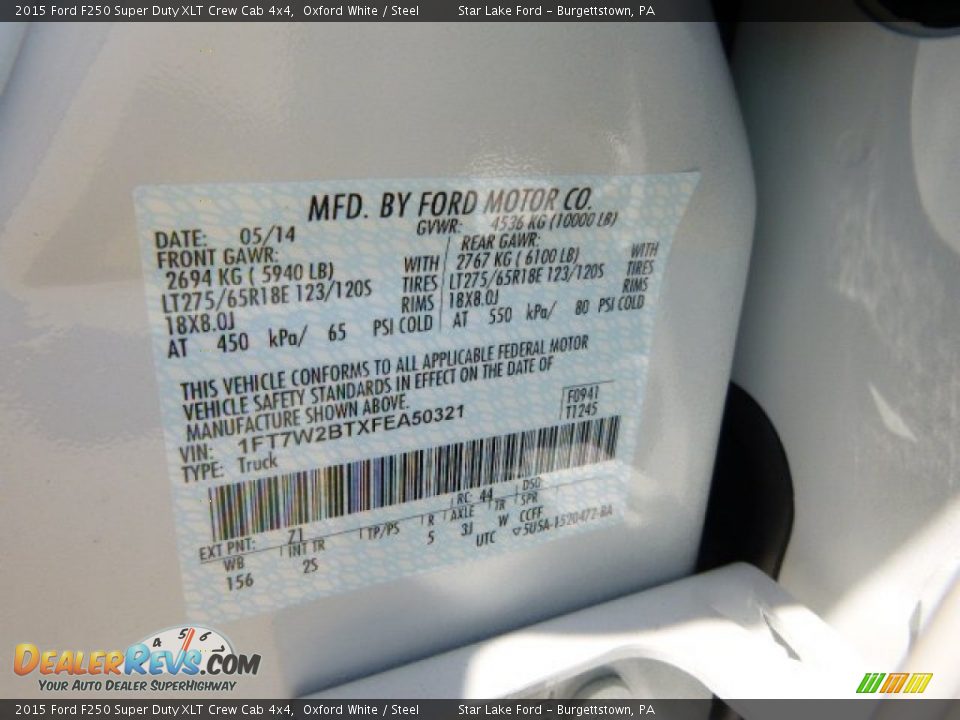 2015 Ford F250 Super Duty XLT Crew Cab 4x4 Oxford White / Steel Photo #20
