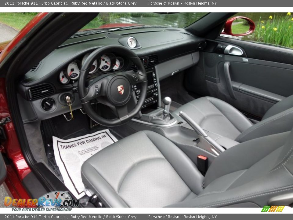 Black/Stone Grey Interior - 2011 Porsche 911 Turbo Cabriolet Photo #11