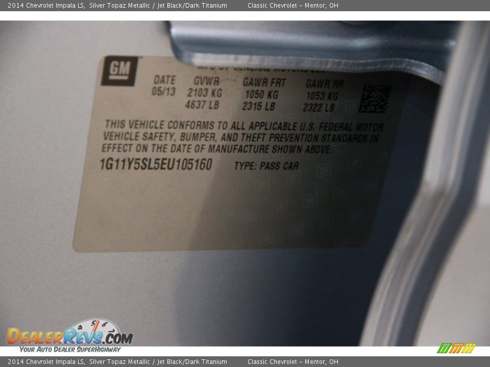 2014 Chevrolet Impala LS Silver Topaz Metallic / Jet Black/Dark Titanium Photo #15