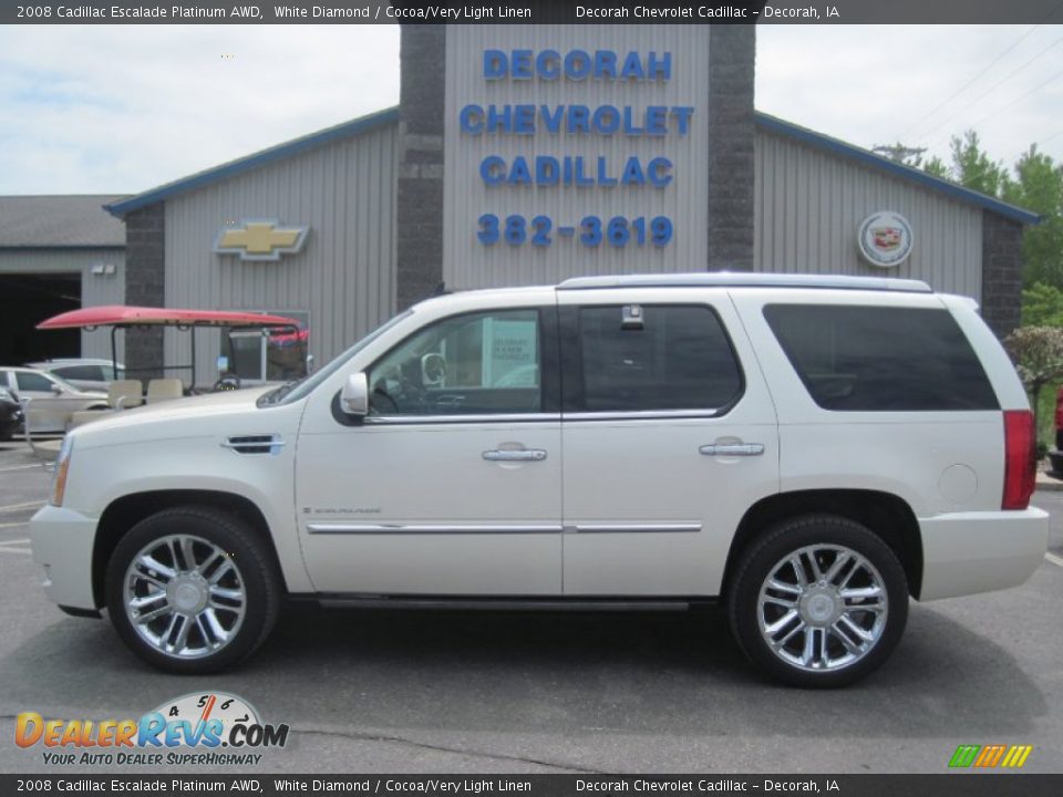 2008 Cadillac Escalade Platinum AWD White Diamond / Cocoa/Very Light Linen Photo #1