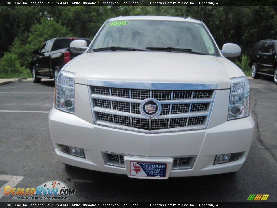 2008 Cadillac Escalade Platinum AWD White Diamond / Cocoa/Very Light Linen Photo #2