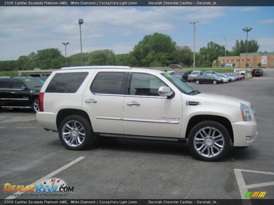 2008 Cadillac Escalade Platinum AWD White Diamond / Cocoa/Very Light Linen Photo #3